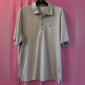Greg Norman Striped Polo Shirt - Gray and White Size L
